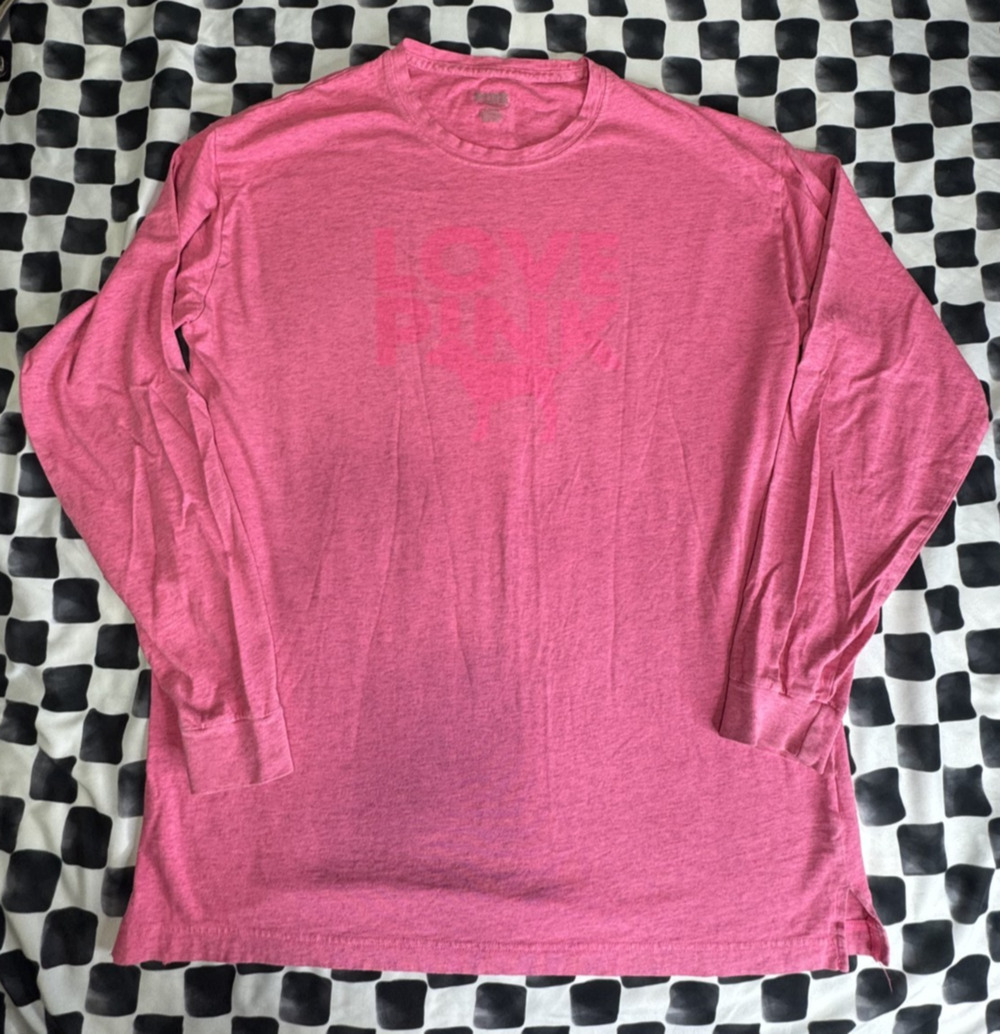 PINK Victoria’s Secret Womens M Love Pink Long Sleeve Graphic T Shirt Cotton